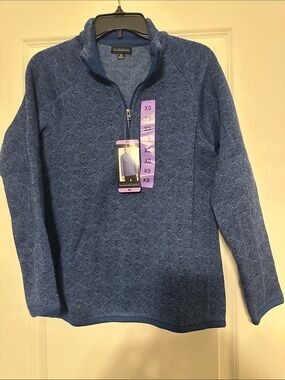 Women's Blue Zip-Up Quarter Zip Pullover Jacket